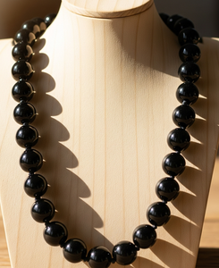 RUdra para mujer, collar de cuentas de piedra de ónix negro Natural curativo de plata 925 anudado a mano con diseño de 18 pulgadas, moda para terceros - Product Image 5