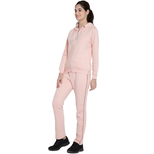 Rosa Unisex invierno sólido dos piezas 100% algodón moda cremallera Jogging traje moda Chándal conjunto completo sudaderas con capucha sudaderas - Product Image 2