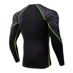Rashguard professionnel extensible à manches courtes respirant avec logo frontal pour entraînement MMA et Jiu Jitsu pour hommes - Product Image 2
