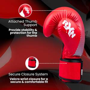 Guantes de boxeo RXN para hombre guantes de entrenamiento de color rojo cuero - Product Image 4