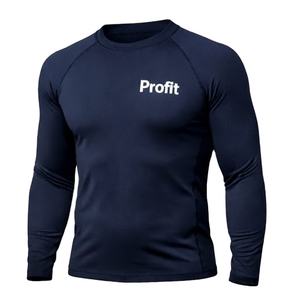 Custom Logo <b>Men</b> Rash Guard Solid Long Sleeve O-Neck Compression <b>Shirt</b> for Gym, Surfing & Swimming - Product Image 1