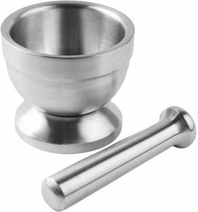 Stainless Steel Mortar Pestle Spice & Herb Crusher with Non-Slip Base Hand Operated Eco-Friendly Kitchen Tool-Dishwasher Safe - Product Image 4