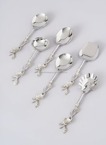 Wholesale Silver Handmade Serving Set Metal Salad <b>Server</b> for Restaurant Hotel Wedding Usage Manufactured by artisans - Product Image 6