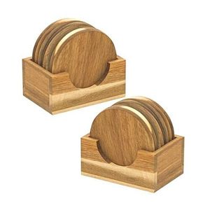 Posavasos Redondos Clásicos de Madera de Nogal Ecológicos para Oficina, Hogar y Hotel, para Servir Té/Café con Soporte - Product Image 5