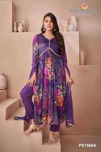 DERNIÈRE DESIGNER PURE CHINNON BRODERIE MANUELLE ROBE ANARKALI PAR FAB ZONE - Product Image 5