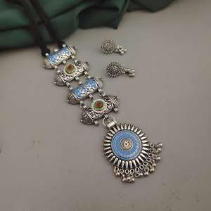 Conjunto de collar y pendientes de corbata Meenakari oxidado más vendido, joyería india de alta calidad directa del proveedor - Product Image 6