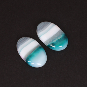 Piedra Preciosa Suelta Creada en Laboratorio, Ágata Azul Encaje, Cabujón Ovalado, Fabricación de Joyas, Anillos Hechos a Mano, Fabricante Mayorista, 23x14mm - Product Image 5