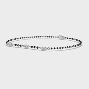 IGI Certified Round Brilliant Cut Lab Grown Diamond Station Mangalsutra <b>Bracelet</b> in <b>Solid</b> 925 Sterling <b>Silver</b> - Product Image 3