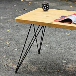 4cm Thick <b>Solid</b> Pine <b>Wood</b> <b>Desk</b> 140x70cm with Steel Hairpin Legs Minimalist Design SPD68166 - Product Image 5
