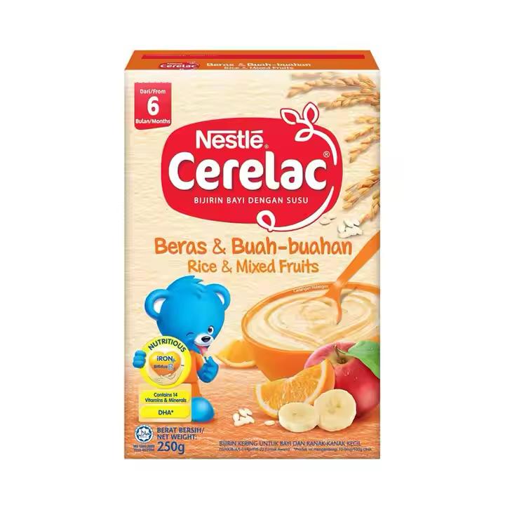 Nestlé Cerelac Miel y Trigo Bebé Arroz Fruta Mixta Cereal Infantil con Leche