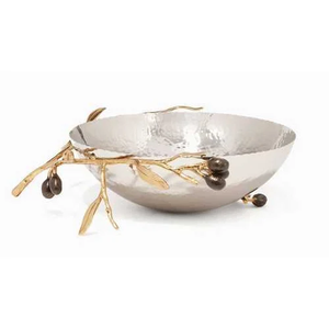 Bol à salade moderne de luxe en acier inoxydable au design de branche florale dorée pour le dessert aux fruits lors des dîners - Product Image 2