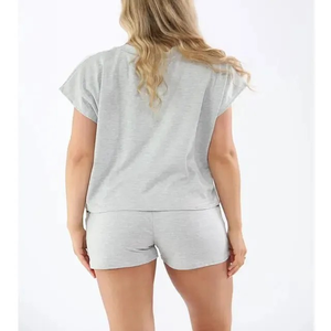 Camiseta de manga corta de ocio urbano de verano para mujer, jersey de cuello de Color sólido, Conjunto de camiseta hasta la rodilla de estilo informal a la moda - Product Image 4