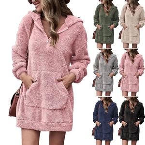 Sudadera con capucha de gran tamaño para mujer de último diseño Sherpa Pullover Sudadera de lana difusa con logotipo Hecho en Pakistán Trajes de chándal - Product Image 6