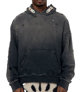 Sweat à capuche en éponge française surdimensionné anti-rétrécissement 100% fabricant de conception doublée en coton tricoté à l'acide vieilli 2026 - Product Image 4