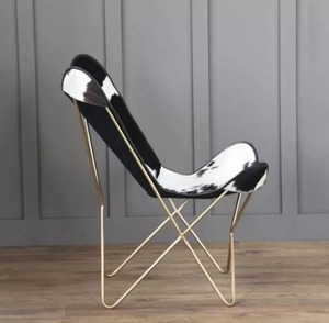 Vintage BKF Iron Foldable Cowhide Leather Butterfly <b>Chair</b> Rustic Indoor/Outdoor Leisure <b>Chair</b> <b>for</b> Dining Living Room Home Office - Product Image 4
