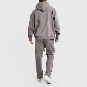 Custom logo Flared Sweatpants and <b>Hoodie</b> Sets Custom Pattern Men Tracksuits 400Gsm Heavy Weight 100%cotton Streetwear Track Set - Product Image 2