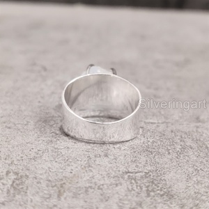 Bague pour femme en pierre brute, pierre de lune arc-en-ciel naturelle, pierre précieuse authentique, large, en argent sterling 925 - Product Image 5