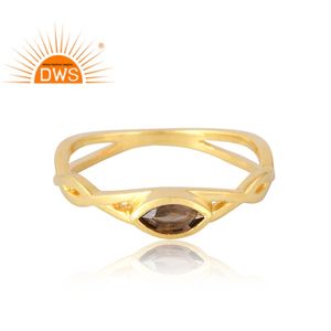 แหวนอัญมณีรมควันธรรมชาติชุบทอง18K 925เงินสเตอร์ลิงเครื่องประดับแบบละเอียด - Product Image 3