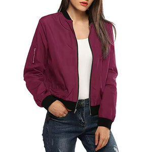 Wholesale Women's Fashion Lightweight Bomber <b>Jacket</b> Casual Zip Up Windbreaker <b>Pilot</b> Coat Slim Fit Varsity Outwear for Spring - Product Image 3