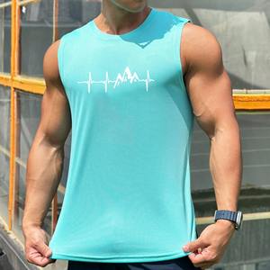 Venta caliente hombres hielo seda Fitness chaleco hombres sin mangas transpirable secado rápido tela que absorbe la humedad deportes Top verano nuevo - Product Image 3