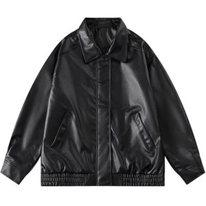 Chaqueta de Cuero PU Roja Sólida para Hombre, Estilo Casual, Deportiva, para Motociclistas, con Cremallera y Botones Plateados Metálicos - Product Image 1