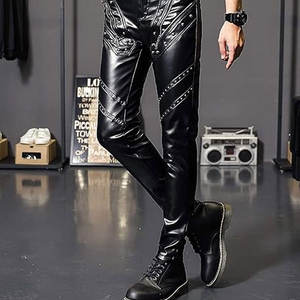 Nuevo último estilo de los hombres de moda pantalones de cuero para la venta de mejor calidad con diseño personalizado transpirable precio bajo mejor venta pantalones de cuero - Product Image 2