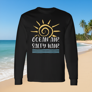 T-shirt à manches longues Ocean Air Salty Hair, vêtements de plage pour les vacances d'été - Product Image 3