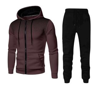 2025 hombres invierno Casual 100% algodón transpirable secado rápido con capucha deportes conjunto cremallera Sudadera con capucha y pantalones deportivos conjunto de dos piezas - Product Image 2