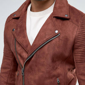 Best Selling <b>Men's</b> Slim <b>Suede</b> Leather High Street <b>Jacket</b> for Winter Customized Design Stand Collar Cow Skin Solid Color Plus - Product Image 3