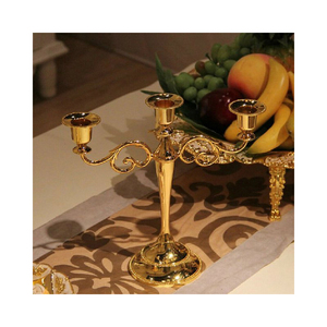 Traditional Style Gold Plated Candle Holder Best Selling Wedding Decorative Tabletop Candle Holder Manufacturer From India - Product Image 4