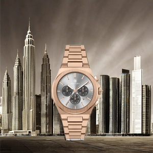 Reloj de pulsera moderno de oro resistente al agua con ancho de banda de 24mm con cristal de zafiro y núcleo de cuarzo - Product Image 1