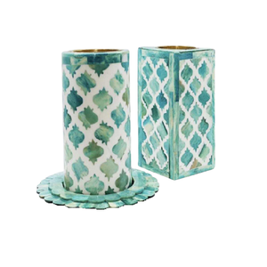 เตาเผาเครื่องหอมไม้ประดับมุก ชุดสองชิ้น ขนาดและรูปทรงแตกต่างกัน ราคาดีที่สุด - Product Image 1