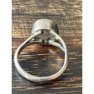 Cushion Cut Blue <b>Opal</b> Statement <b>Ring</b>-Navajo Sterling Silver Gemstone <b>Ring</b> Size 5.5 Invisible Setting Everyday Wear - Product Image 5