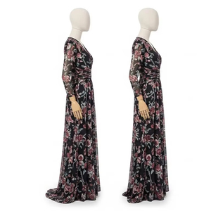 ชุดราตรีผ้าโพลีเอสเตอร์พิมพ์ลายด้วยความร้อน ผิวเรียบเนียน ดูหรูหรา เหมาะสำหรับงานเลี้ยง ออกงาน  ช่วยลดเลือนริ้วรอย - Product Image 3