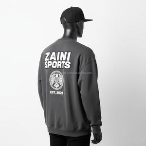 Sudadera de hombre GSM 330, tela polar de poliéster de algodón Premium, logotipo bordado personalizado, sudaderas básicas de moda urbana gris - Product Image 4