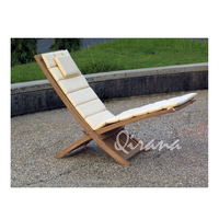 Chaise longue en teck naturel relaxante, lit de soleil inclinable, positions réglables, pliable, pour l'extérieur, salon, villa, confort