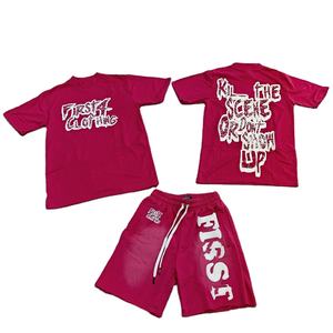 Chándales con logotipo personalizado de alta calidad, trajes para hombre, Camiseta de algodón 100% con cuello redondo de manga corta, pantalones cortos para correr, conjuntos de pantalones cortos para hombre - Product Image 1