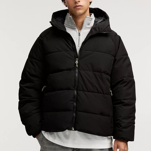 New Arrival Custom Men's Warm Winter <b>Quilted</b> Puffer Jacket Windbreaker Padded <b>Thick</b> Black Hooded Outwear Bubble Men's Jackets - Product Image 1