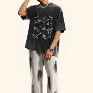 Haute qualité 100% coton 230gsm hommes Crop surdimensionné T-Shirt personnalisé Boxy imprimé Logo à la mode conception vierge - Product Image 6