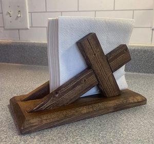 Porte-serviettes en bois massif marron attrayant fait à la main forme personnalisée vaisselle élégante Design en bois pur idéal pour les repas élégants - Product Image 3