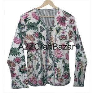 Veste courte en coton biologique 100% pour femmes, style vintage, patchwork, imprimé ethnique, matelassée, faite à la main, réversible, écologique, automne-hiver - Product Image 6