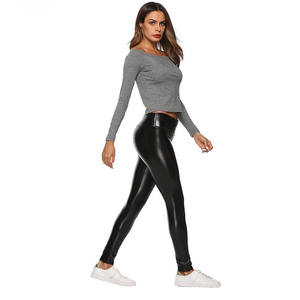 Femmes décontracté hiver chaud mince pantalon Sexy noir PU <span class=keywords><strong>cuir</strong></span> Leggings avec <span class=keywords><strong>taille</strong></span> haute cousu Faux velours pour <span class=keywords><strong>grande</strong></span> <span class=keywords><strong>taille</strong></span> Plus - Product Image 6