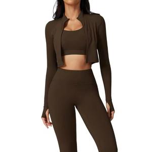 Conjunto de ropa deportiva de algodón 100% de alta calidad para mujer, logotipo personalizable, venta al por mayor, pantalones de Yoga, mallas de talla grande para mujer - Product Image 3