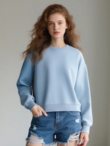 Sudaderas de Mujer al por Mayor, Color Sólido, Logotipo Personalizado, Cuello Redondo, 350g - Product Image 3