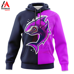 Sudadera con capucha elegante con diseño de tiburón y bloque de color para hombre, mezcla de algodón, 280 GSM, ajuste clásico, capucha con cordón, ropa informal, sudaderas con capucha - Product Image 5