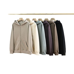 Sweat à capuche pour homme 100% coton avec logo personnalisé, épaules tombantes, double fermeture éclair, sweat à capuche oversize avec fermeture éclair, sweat à capuche lourd pour homme - Product Image 1