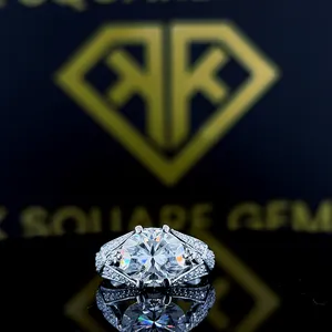 定制gra认证钻石碳硅石戒指925纯银14k 18k 1 2 3 5克拉vvs女士结婚饰品冰切