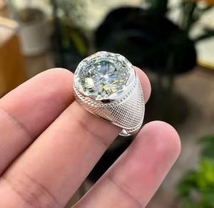 Bague en diamant moissanite pour homme Micro Pavé hip hop vermeil Diamond Big Hollow Jewelry Cadeau pour son petit ami - Product Image 3