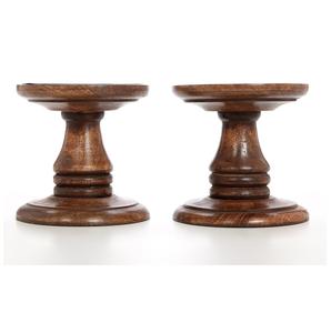 Juego de 2 portavelas de pilar de madera de 5 pulgadas de alto, regalo Ideal para bodas, fiesta nupcial, Spa, vela de Pilar votivo de meditación Reiki - Product Image 1