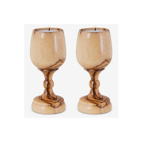 การออกแบบที่มีสไตล์ใหม่บ้านตกแต่งเชิงเทียนแก้วไวน์รูปร่างเชิงเทียนไม้คุณภาพสูงเชิงเทียนไม้มะกอกยืน - Product Image 1